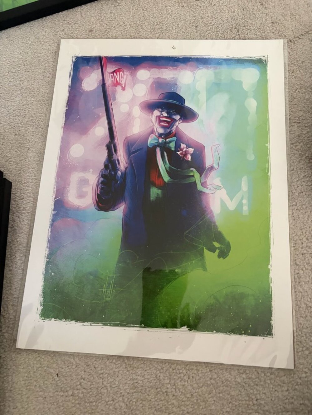 Joker Noir Detective Art Print Unframed | Green Purple Palette | DC Comics